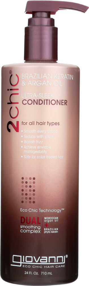 GIOVANNI COSMETICS: 2Chic Brazilian Keratin & Argan Oil Ultra Sleek Conditioner, 24 oz - No Brand For Less