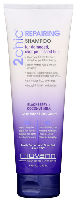 GIOVANNI: Cosmetics 2Chic Repairing Shampoo Blackberry & Coconut Milk, 8.5 Oz