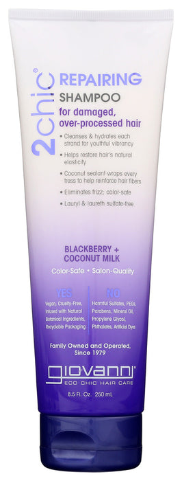 GIOVANNI: Cosmetics 2Chic Repairing Shampoo Blackberry & Coconut Milk, 8.5 Oz - No Brand For Less 