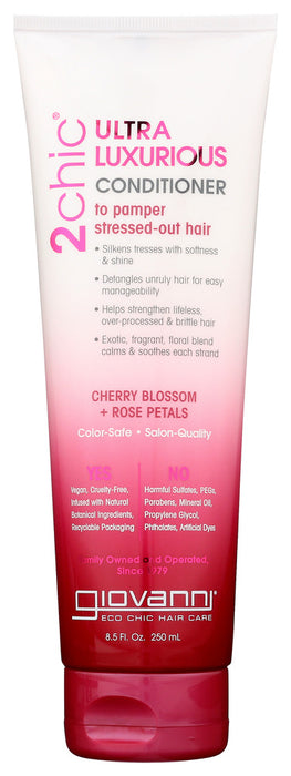 GIOVANNI COSMETICS: 2chic Ultra-Luxurious Conditioner Cherry Blossom & Rose Petals, 8.5 oz - No Brand For Less 