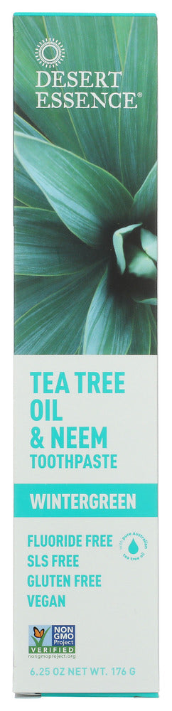 From India's &ldquo;toothbrush tree&rdquo;, comes Neem, an ayurvedic extract known for its dental benefits and an effective ingredient in this formula of baking soda and Eco-Harvest&reg; Tea Tree Oil. Flavored with the pure essential oil of Wintergreen for an ultra-fresh clean. Fluoride and gluten free.