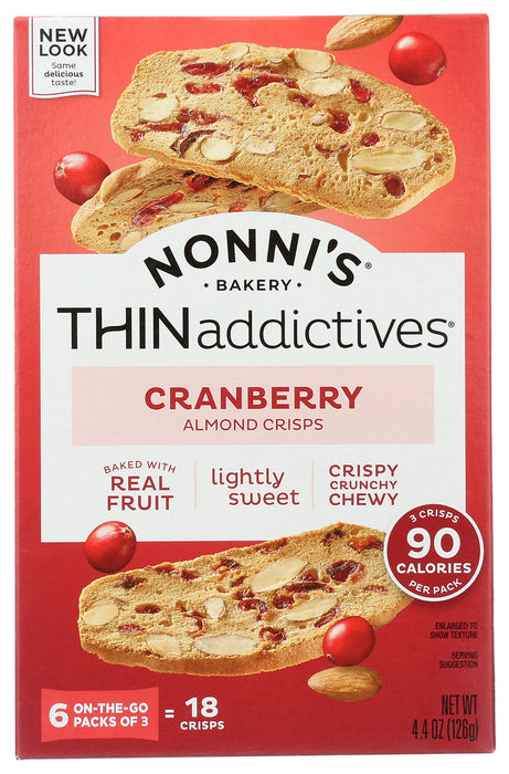 NONNIS: Cranberry Almond Thin Cookies, 4.44 oz