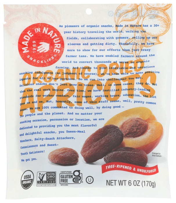 MADE IN NATURE: Organic Tree Ripened Apricots, 6 oz