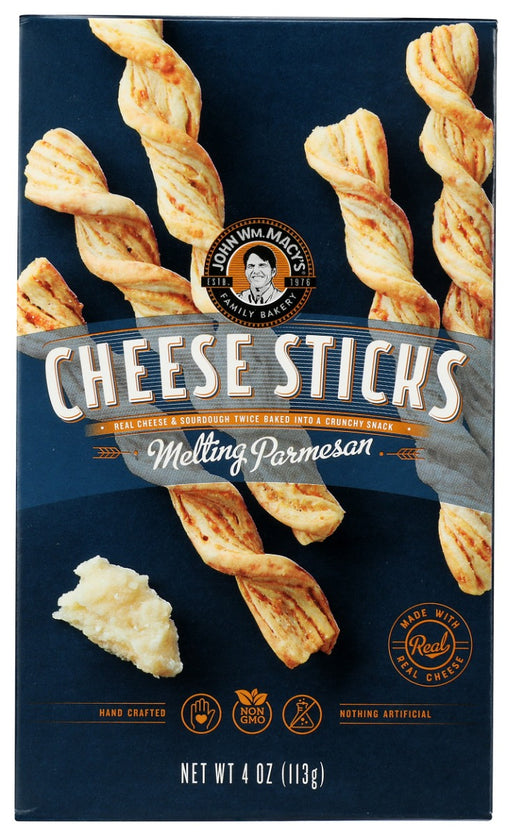 Another crowd favorite, our Melting Parmesan CheeseSticks are madewith  layers of fresh sourdough and 100% real aged Parmesan cheese, hand-twisted and baked twice for "the perfect crunch!" A little extra unsalted butter produces a milder flavor and softer texture than our more boldly-flavored CheeseSticks.
