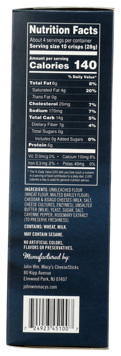 MACYS: Cheese Crisp Asiago Cheddar, 4.5 oz