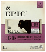 EPIC: Bison Bacon Cranberry Bars 4Pk, 5.2 oz
