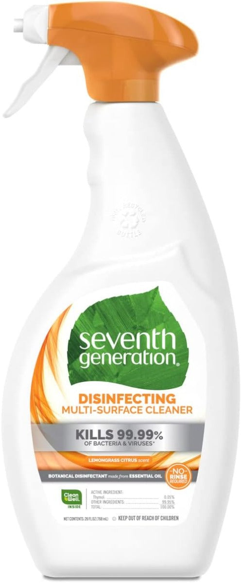 SEVENTH GENERATION: Cleaner Multi Surface Disinfectant Lemongrass, 26 oz