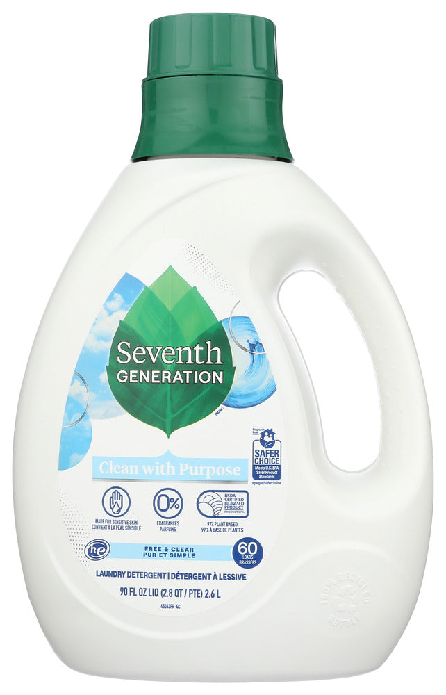 SEVENTH GENERATION: Liquid Laundry Detergent Free and Clear, 90 fo