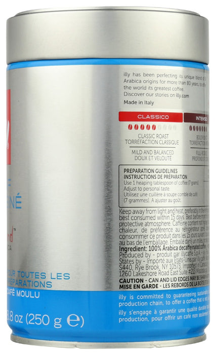 ILLYCAFFE: Ground Espresso Decaffeinated Coffee, 8.8 oz