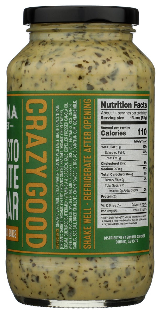 SONOMA GOURMET: Sauce Pasta Kale Pesto White Cheddar, 25 OZ