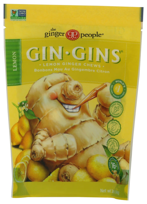 THE GINGER PEOPLE: Gin Gins Lemon Ginger Chews, 3 oz