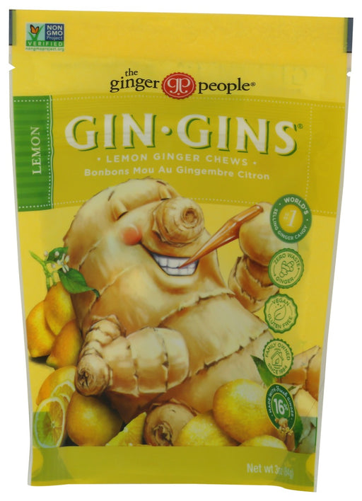 THE GINGER PEOPLE: Gin Gins Lemon Ginger Chews, 3 oz
