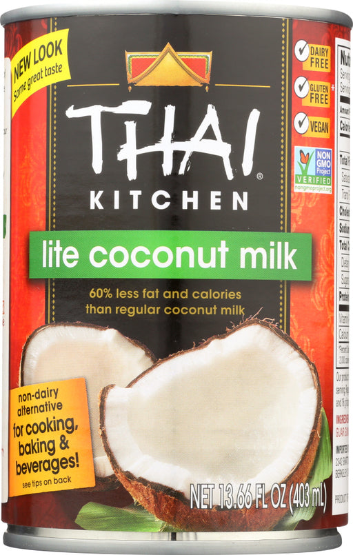Thai Kitchen Gluten Free Lite Coconut Milk has 60% less fat and calories than regular coconut milk. Add guilt-free body and flavor to your family's favorite Asian dishes, beverages, and even desserts!

