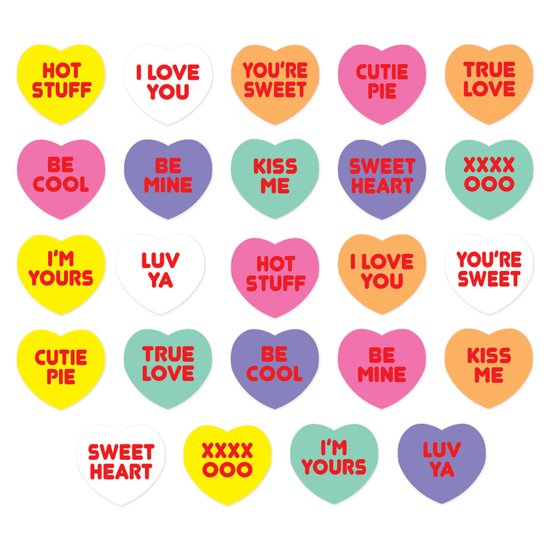 Candy Heart Stickers – 4¾" x 7½" – (4 Shs/Pkg) by Beistle for Valentines Stickers