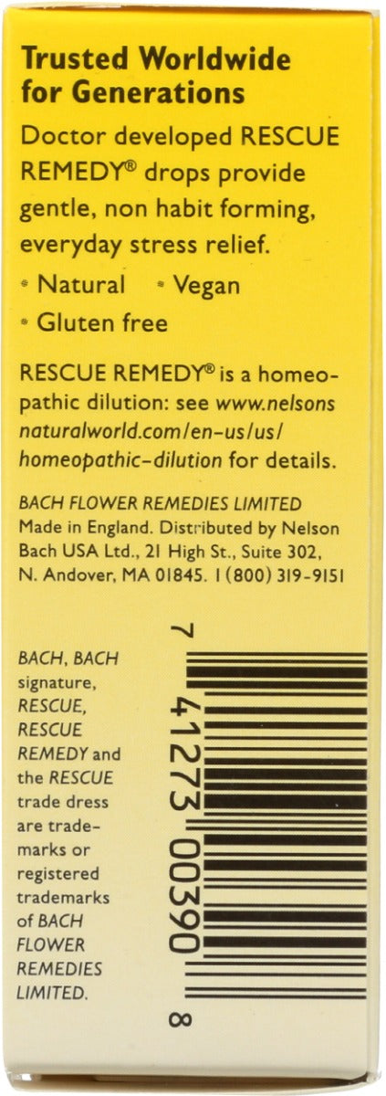 BACH ORIGINAL FLOWER ESSENCES: Rescue Remedy Natural Stress Relief, 0.35 oz