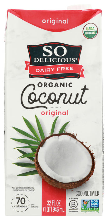 SO DELICIOUS: Organic Coconut Milk Dairy Free Original, 32 Oz