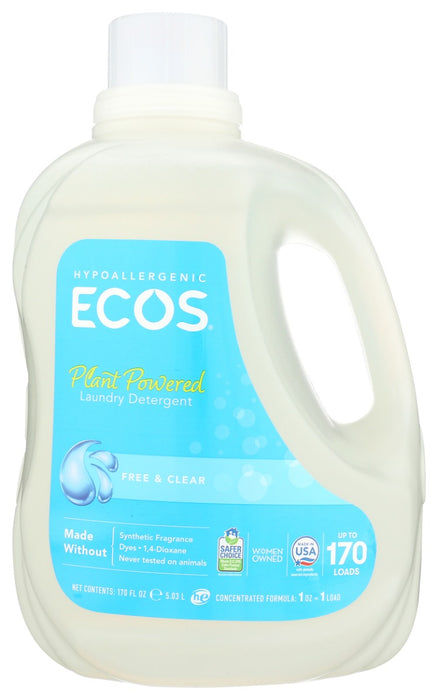 EARTH FRIENDLY: Hypoallergenic Laundry Detergent Free and Clear, 170 oz