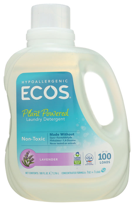 EARTH FRIENDLY: Ecos 2x Ultra Liquid Laundry Detergent Lavender, 100 oz