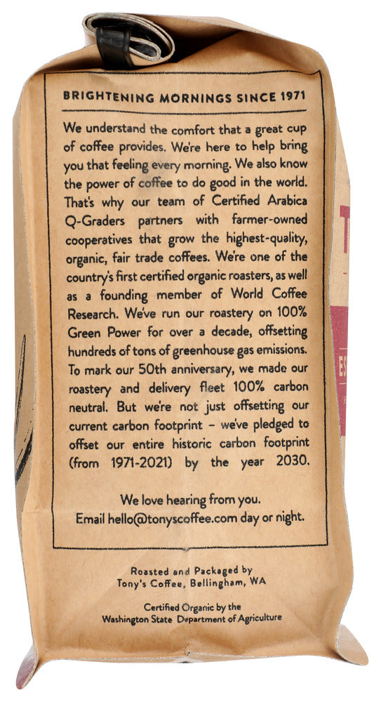 TONYS COFFEE: Espresso Noir Dark Roast Whole Bean Coffee, 12 oz