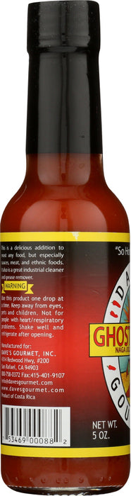 DAVES GOURMET: Ghost Pepper Naga Jolokia Hot Sauce, 5 Oz