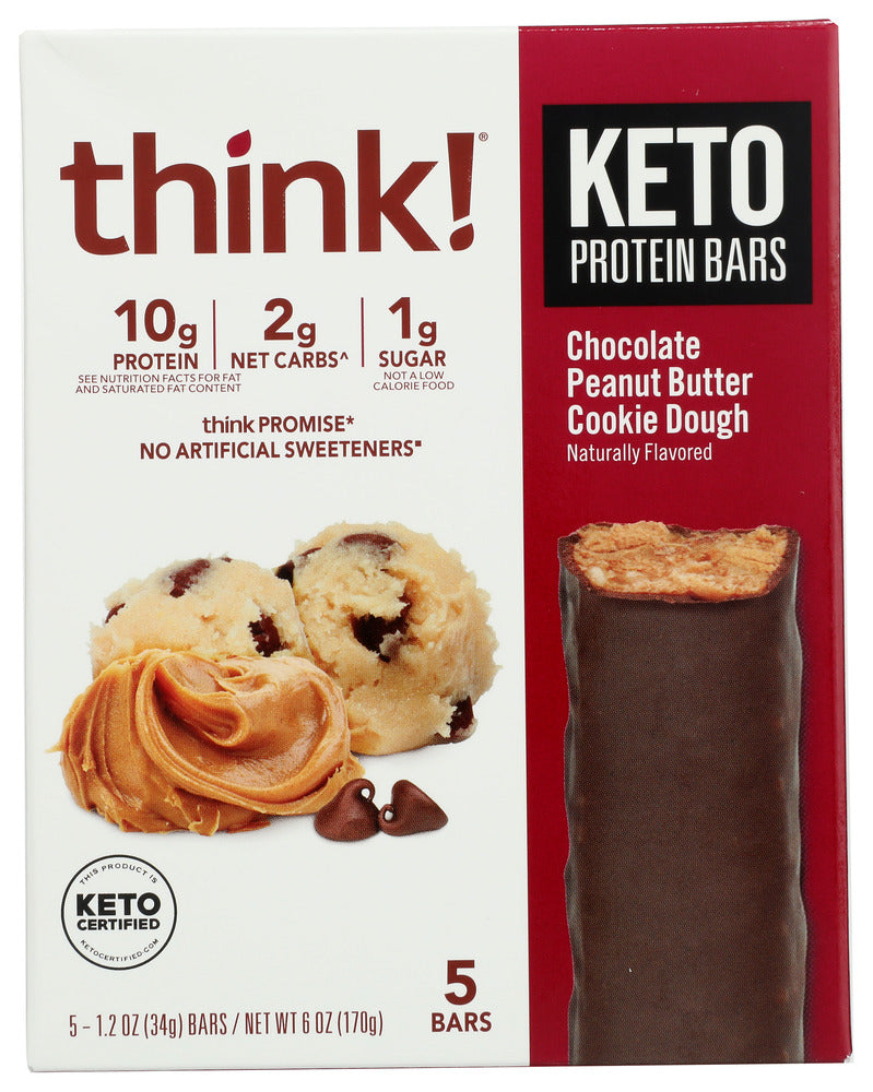 THINK: Chocolate Peanut Butter Cookie Dough Keto Protein Bar 5 Pieces, 6 oz