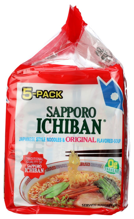 SAPPORO ICHIBAN: Ramen Original Flavor Pack of 5, 17.5 oz