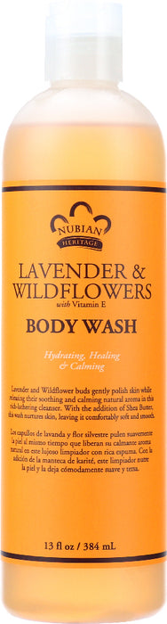 NUBIAN HERITAGE: Body Wash Lavender & Wildflowers with Vitamin E, 13 oz