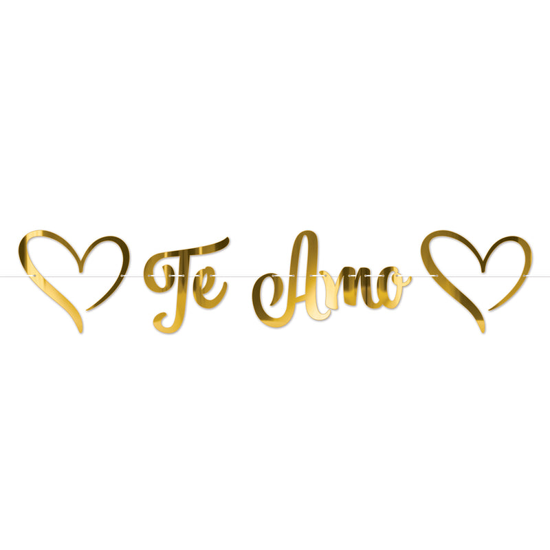 Foil Te Amo Streamer – 12" x 5' 3" – (1/Pkg) by Beistle for Valentines Streamers
