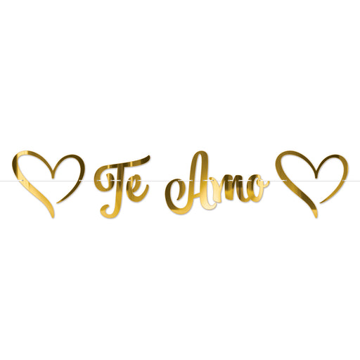 Foil Te Amo Streamer – 12" x 5' 3" – (1/Pkg) by Beistle for Valentines Streamers