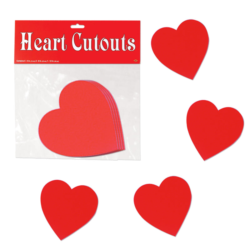 Pkgd Printed Heart Cutouts – 4" – (10/Pkg)