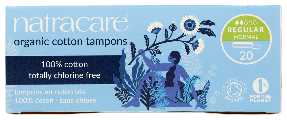 The Natracare tampon without applicator is made from a rolled wadding of 100% organic cotton. As the cotton gently absorbs the menstrual flow, the tampon expands widthways. Unlike the applicator style, this tampon is inserted using your longest finger which tucks into the flared end of the tampon to enable the tampon to be pushed into place. Deciding between an applicator and non-applicator tampon is generally a matter of personal preference.