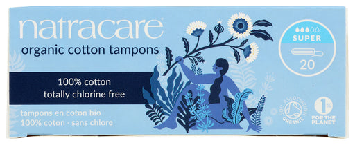 The Natracare tampon without applicator is made from a rolled wadding of 100% organic cotton. As the cotton gently absorbs the menstrual flow, the tampon expands widthways. Unlike the applicator style, this tampon is inserted using your longest finger which tucks into the flared end of the tampon to enable the tampon to be pushed into place. Deciding between an applicator and non-applicator tampon is generally a matter of personal preference.