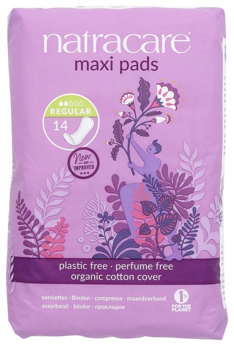 NATRACARE: Organic & Natural Maxi Pads Regular, 14 Pads