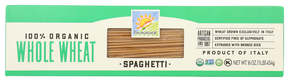BIONATURAE:  Organic Whole Wheat Pasta Spaghetti, 16 Oz