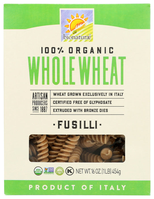 BIONATURAE: 100 Percent Organic Whole Wheat Fusilli, 16 oz