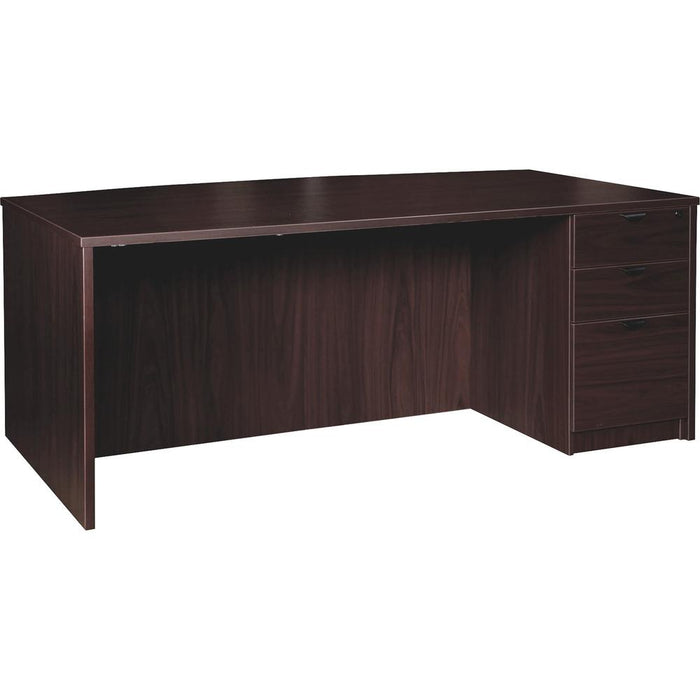 Lorell Prominence 2.0 Bowfront Right-Pedestal Desk - 1" Top, 72" x 42"29" - 3 x File, Box Drawer(s) - Single Pedestal on Right Side - Band Edge - Material: Particleboard - Finish: Espresso Laminate, T