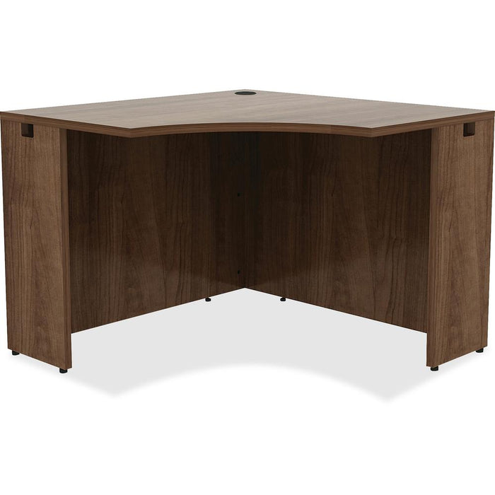 Lorell Essentials Series Corner Desk - 42" x 29.5"24" Desk, 0.1" Edge - Material: Metal - Finish: Walnut, Laminate