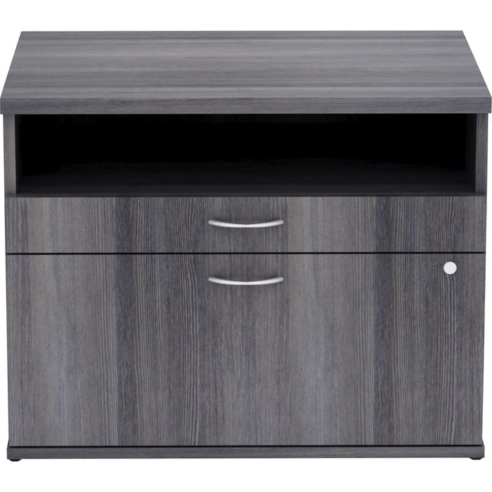 Lorell Relevance Series 2-Drawer File Cabinet Credenza w/Open Shelf - 29.5" x 22"23.1" - 2 x File Drawer(s) - 1 Shelve(s) - Finish: Charcoal, Laminate