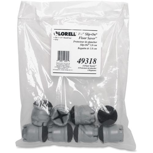 Lorell 1.5" Slip-on Floor Savers - Gray - Vinyl - 8/Pack
