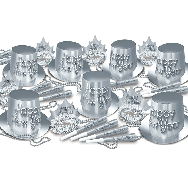 Silver New Year Asst for 50 by Beistle for New Years 50 Person Assortments