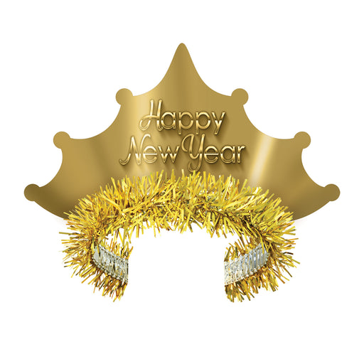 Golden New Year Tiara by Beistle for New Years Fringed