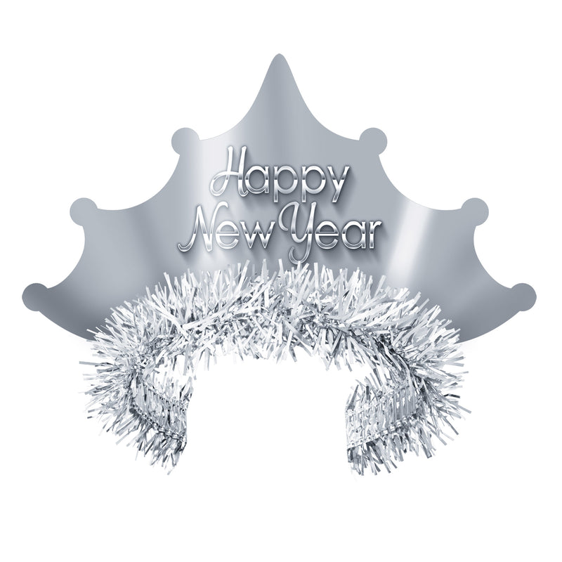 Silver New Year Tiara by Beistle for New Years Fringed