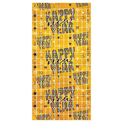 Happy New Year Metallic Square Curtain – 6' 6" x 3' 2¼" – (1/Pkg) by Beistle for New Years Curtains