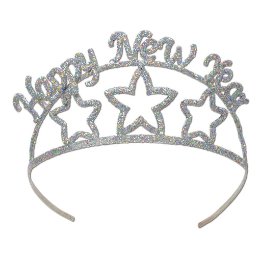Glittered Metal Happy New Year Tiara – (1/Pkg) by Beistle for New Years Glittered Metal
