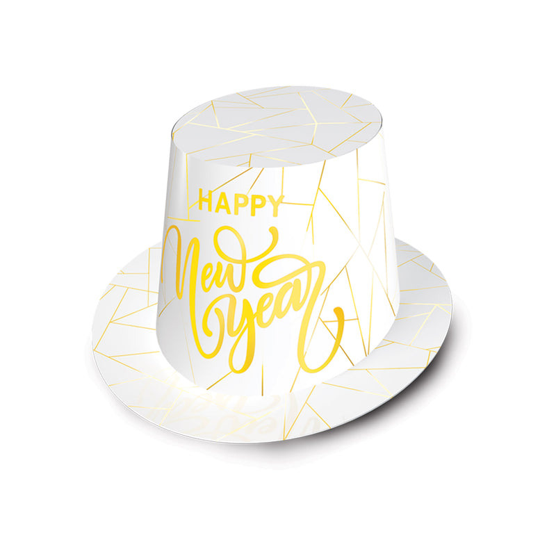 White New Year Gold Hi-Hat by Beistle for New Years Foil