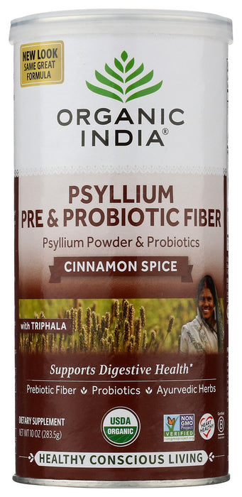 ORGANIC INDIA: Psyllium Pre Probiotic Cinnamon Spice, 10 oz