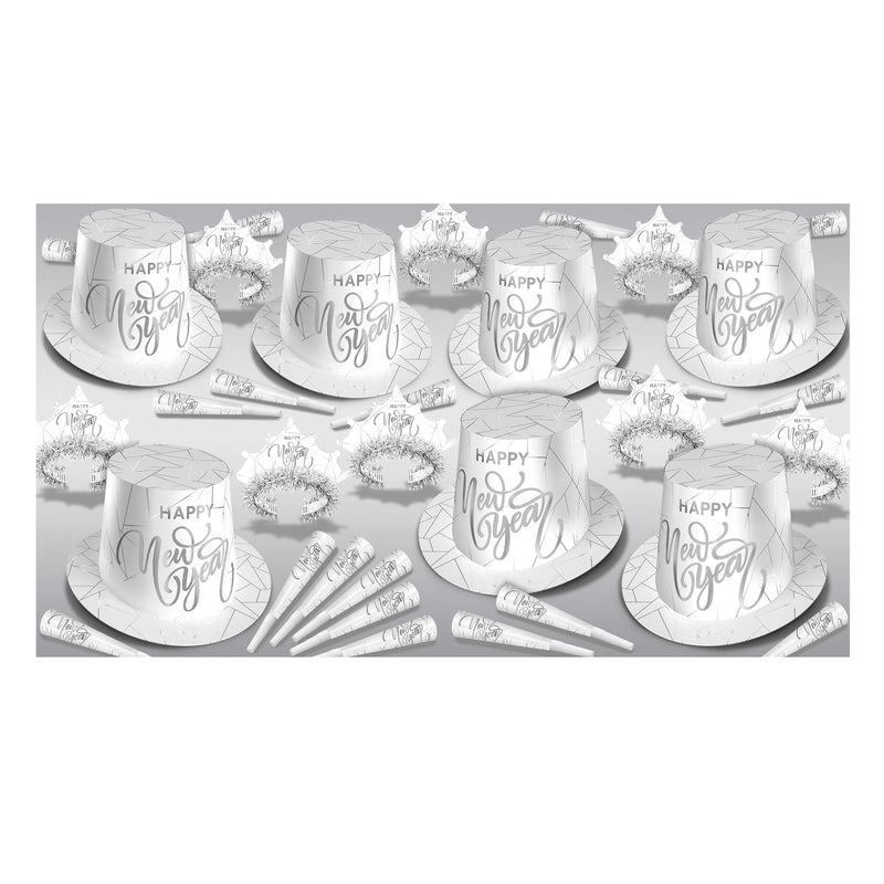 White New Year Silver Asst for 50 by Beistle for New Years 50 Person Assortments