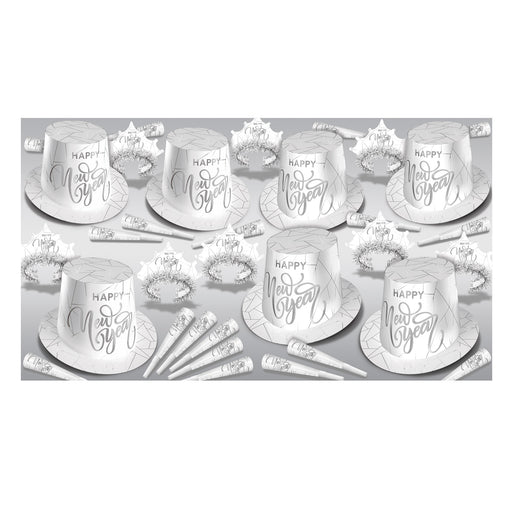 White New Year Silver Asst for 50 by Beistle for New Years 50 Person Assortments