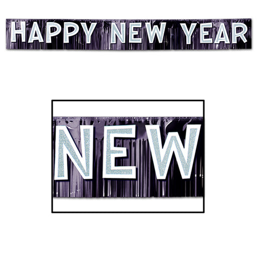 Metallic Happy New Year Banner – 10" x 9' 6" – (1/Pkg) by Beistle for New Years Metallic Banners