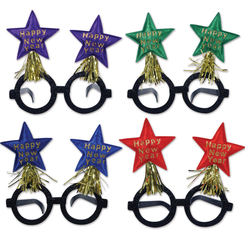 Glittered New Year Star Bopper Glasses – (1/Card)